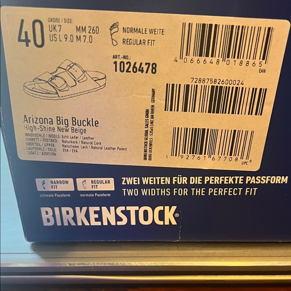 BIRKENSTOCK ARIZONA BIG BUCKLE HIGH SHINE NEW BEIGE SIZE 9 WOMENS - Picture 11 of 13